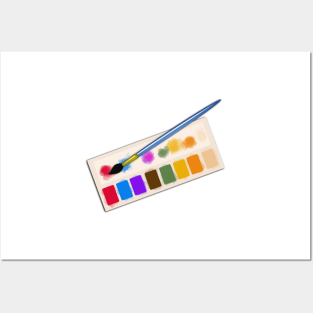 Watercolor Paints Palette | Paint Brush by Cherie(c)2021 Posters and Art